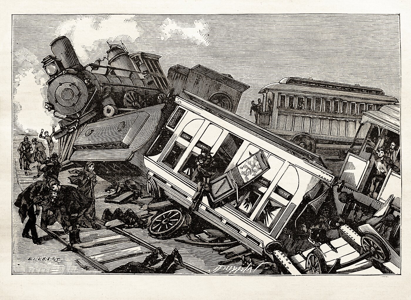 Steam train crash from 1890